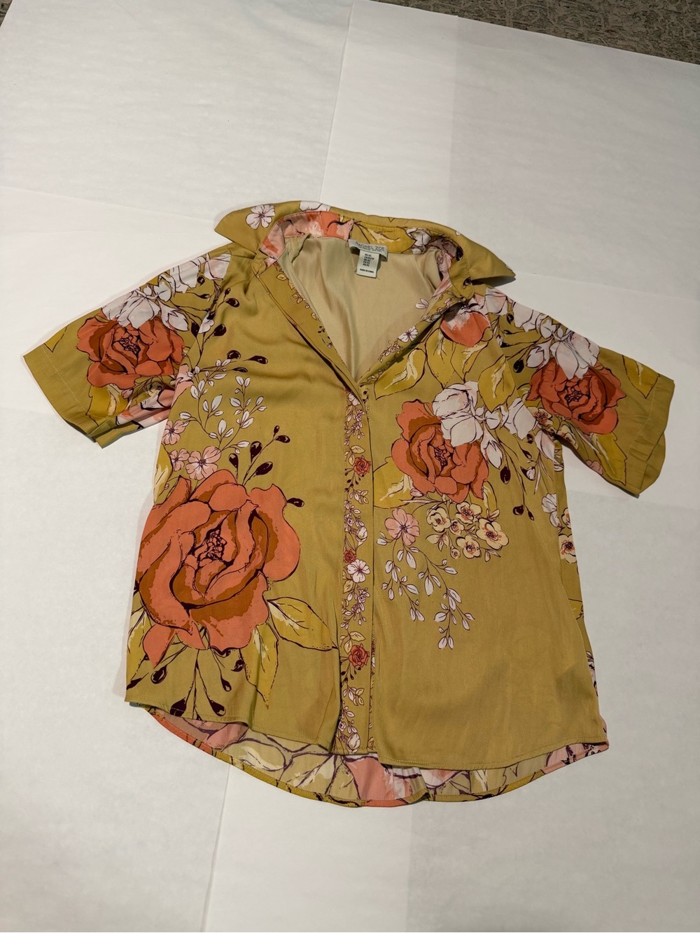 Rachel Zoe Mustard Floral Button-Front Blouse